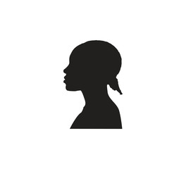 Woman head silhouette. Vector illustration. Flat. Black.