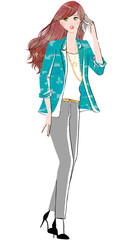 スマホ片手に話す女性