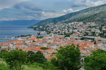 Naklejka na ściany i meble View from above on Senj town, Croatia