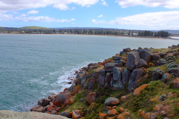 coast of the sea in granite island, australia