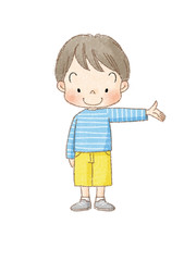 男の子　全身正面　紹介ポーズ　（茶線）
