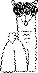 cute doodle alpaca for greeting cards, prints, kids illustrations and thematic designs