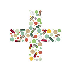 Cross shape with pills.