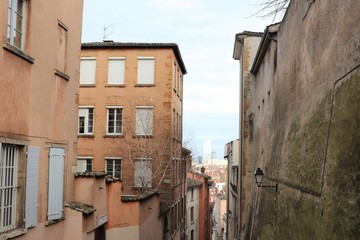 Fototapeta na wymiar Montée des Carmes Déchaussées à Lyon dans le 5 ème arrondissement - Ville de Lyon - Département du Rhône - France