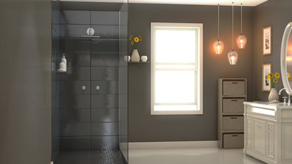 Modern Sandy Brown Bathroom Interior