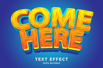 Editable Text effect, 3d yellow and blue cartoon style text effect