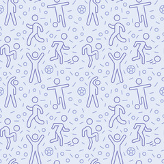Football training seamless pattern. Soccer sport icons pattern background. Vector graphics