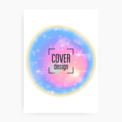 Holographic background. Princess gradient. Kawaii unicorn hologram. Girlie universe banner. Fantasy cover. Holographic background with magic sparkles, stars and blurs for girl party invitation.