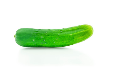 Close-up of whole cucumber fresh green isolated on white background with clipping path