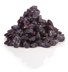 Heap of raisins isolated on a white background.