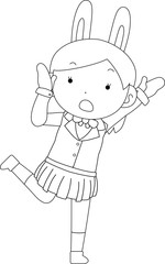 cosplayer girl in a sailor suit with Rabbit ears outline