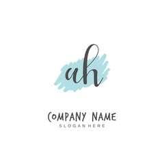  Handwritten initial letter A H AH for identity and logo. Vector logo template with handwriting and signature style.