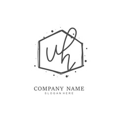 Handwritten initial letter U H UH for identity and logo. Vector logo template with handwriting and signature style.