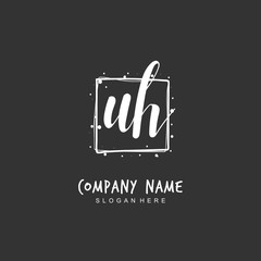 Handwritten initial letter U H UH for identity and logo. Vector logo template with handwriting and signature style.