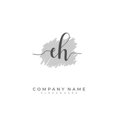 Obraz premium Handwritten initial letter E H EH for identity and logo. Vector logo template with handwriting and signature style.