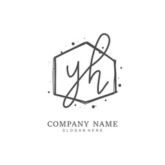 Handwritten initial letter Y H YH for identity and logo. Vector logo template with handwriting and signature style.