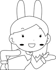 Cute pose of cute bunny girl Upper body outline