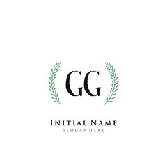 GG Initial handwriting logo vector