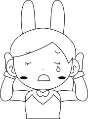 Cute pose of cute bunny girl Upper body outline