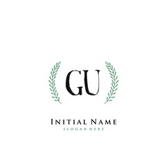 Obraz premium GU Initial handwriting logo vector