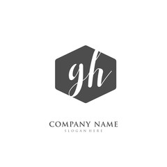 Handwritten initial letter G H GH for identity and logo. Vector logo template with handwriting and signature style.