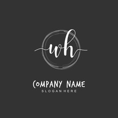 Obraz premium Handwritten initial letter W H WH for identity and logo. Vector logo template with handwriting and signature style.