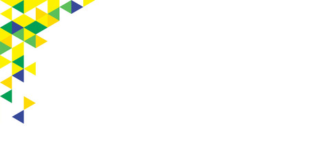 Green yellow blue triangle geometric abstract background for presentation design, banner, flyer, poster, business card and brochure. Modern flat vector illustration with Brazilian color