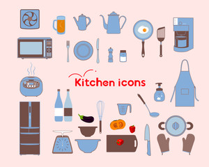 Fototapeta na wymiar Kitchen icons _cute