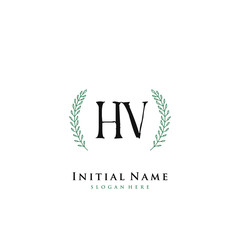 HV Initial handwriting logo vector