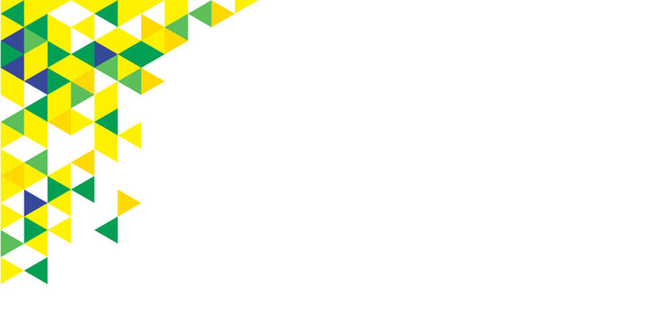 Green yellow blue triangle geometric abstract background for presentation design, banner, flyer, poster, business card and brochure. Modern flat vector illustration with Brazilian color