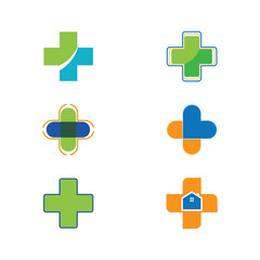 Obraz premium Medical cross healthy logo template vector
