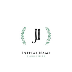 JI Initial handwriting logo vector