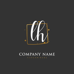 Handwritten initial letter L H LH for identity and logo. Vector logo template with handwriting and signature style.