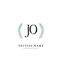 JO Initial handwriting logo vector