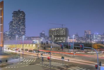evening rush hour in Milan Porta Nuova, the business district of the city