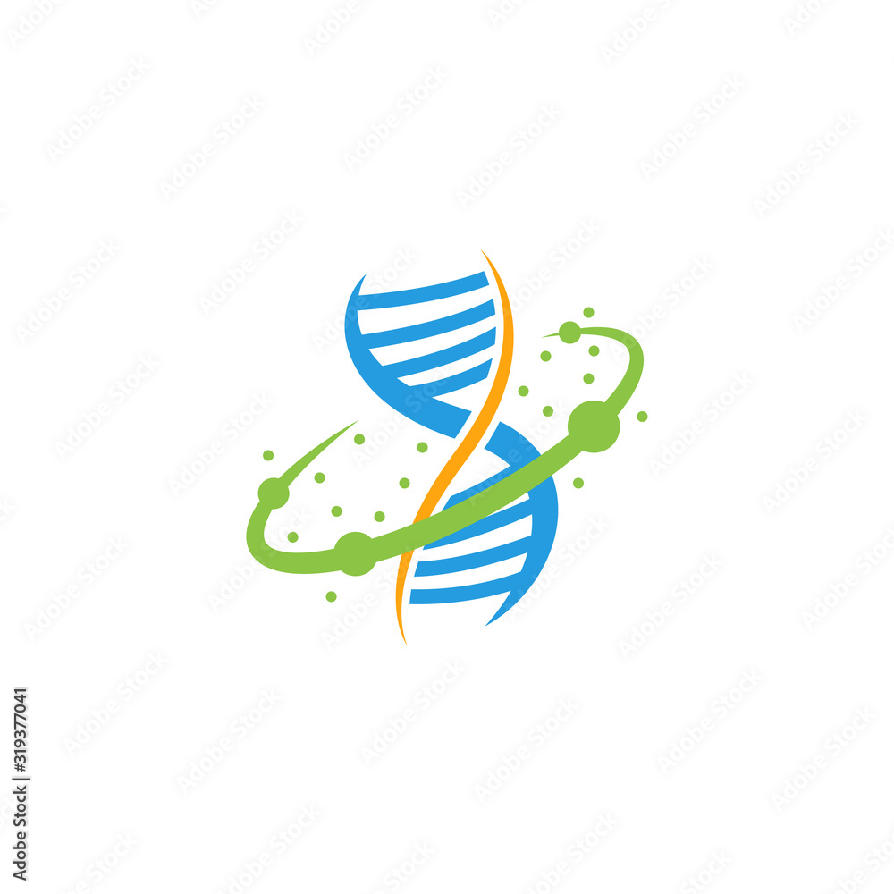 Sticker Genetic DNA icon logo vector illustration concept.