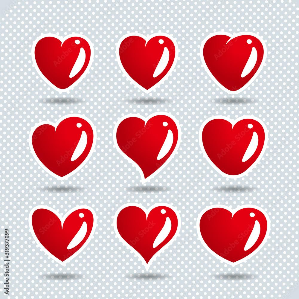 Sticker heart icon set vector design. love icon set vector illustration