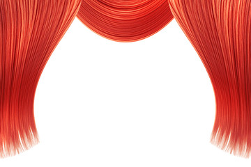 Red hair over white as background (isolated). Copy space