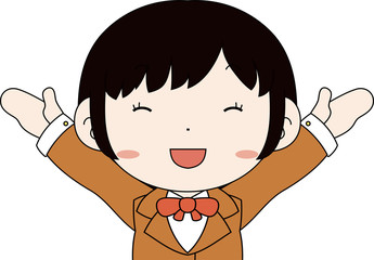 Cute pose of cute Black hair schoolgirl Upper body