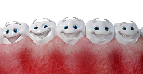 Obraz premium White healthy perfect teeth. Dental health. 3D rendering