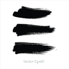 vector grunge black set of watercolor strokes on white background.