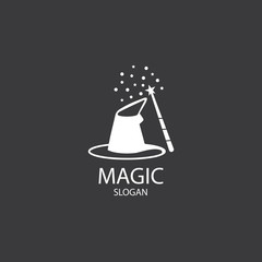 Illustration of magic hat with wand