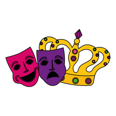 Isolated mardi gras masks and crown vector design