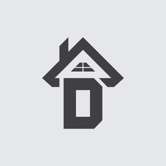 letter D real estate, home logo template