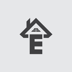 letter E real estate, home logo template