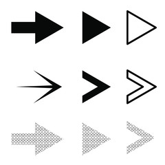 Set arrow icon, Collection arrow sign, Vector of black arrow.