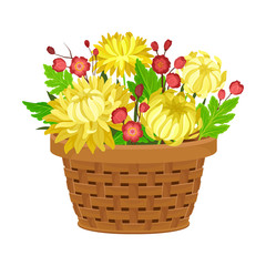 Floral Arrangement with Yellow Peony in Box Vector Illustration