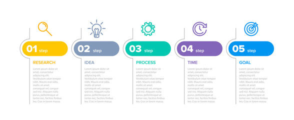 Infographic design with icons and 5 options or steps. Thin line vector. Infographics business concept. Can be used for info graphics, flow charts, presentations, web sites, banners, printed materials.