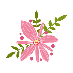 Stylized Floral Composition with Fancy Shaped Flowers Vector Illustration
