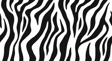 Papier Peint photo Noir et blanc Peau de zèbre, motif rayures. Imprimé animal, texture détaillée et réaliste en noir et blanc. Arrière-plan transparent monochrome. Illustration vectorielle